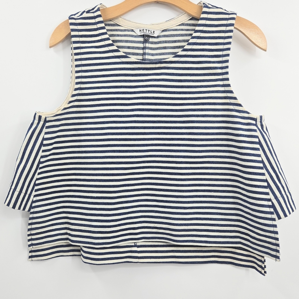 Nettle Studios Top Navy Striped Denim Side Panel
